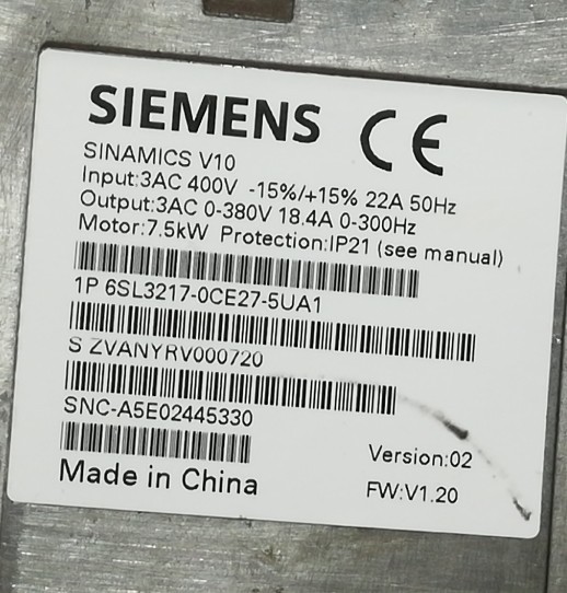Siemens Frequency converter 6SL3217-0CE27-5UA1