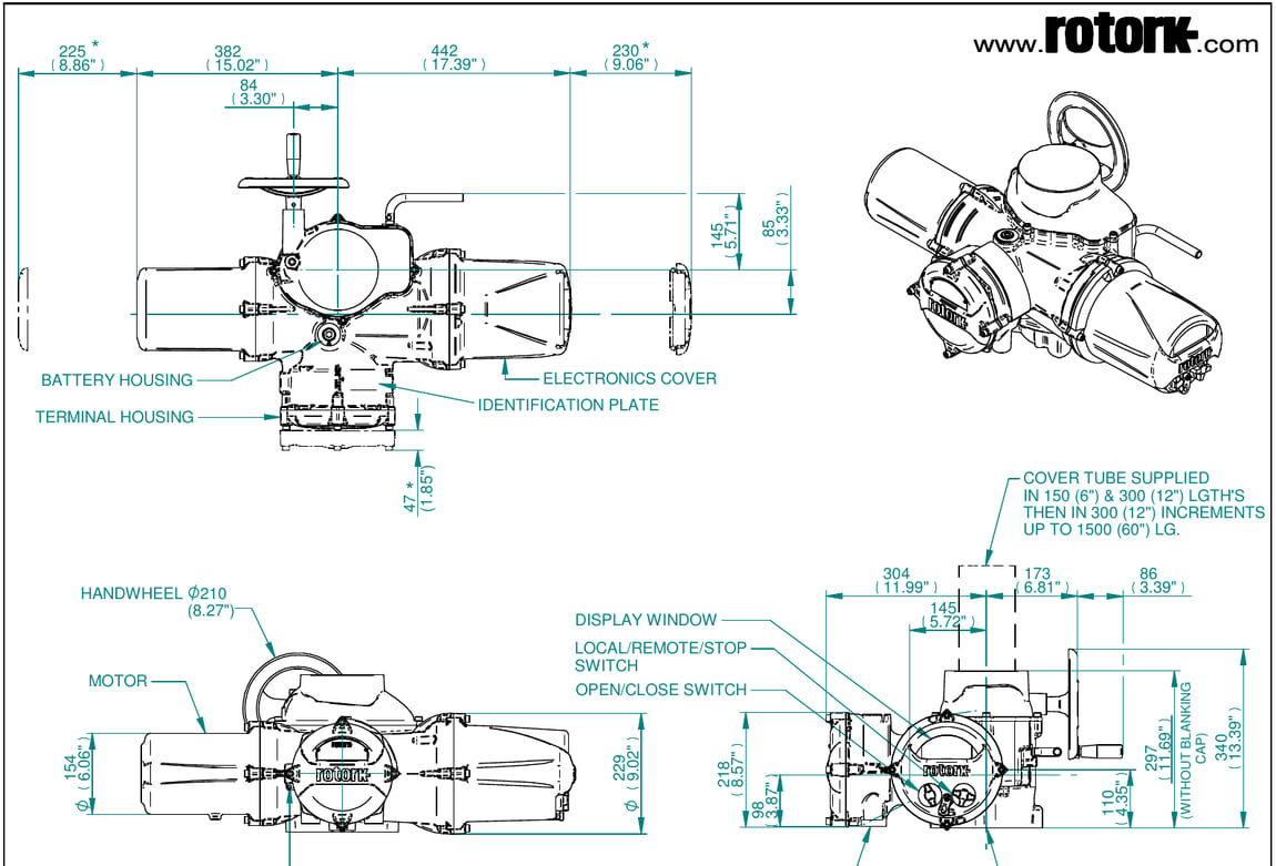 Rotork IQ35 official overall dimension drawing