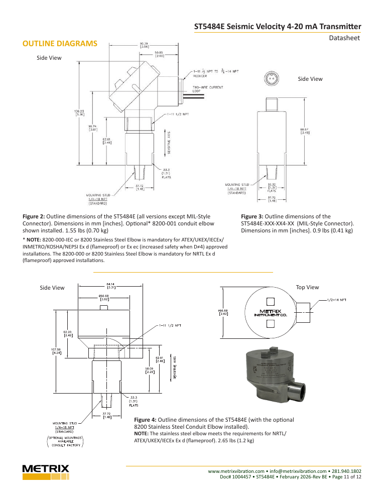 Metrix ST5484E-121-0532-00 official outline diagrams