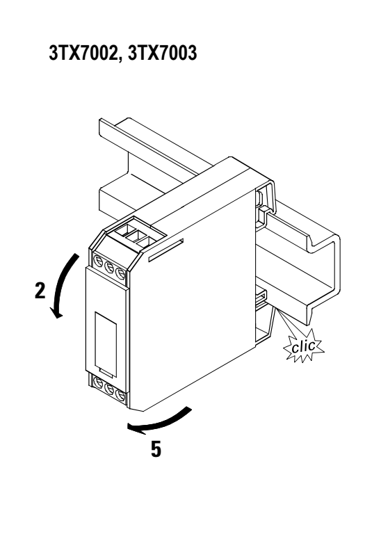 Siemens 3TX7003 snap-on DIN rail installation diagram