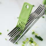 Stainless Steel Five Layer Scissors Vegetable Spice Kitchen Knife Multiple Blade