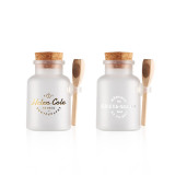 bath salt Bottle 200ml powder plastic bottle with cork bath salt jar with wood spoon LLFA