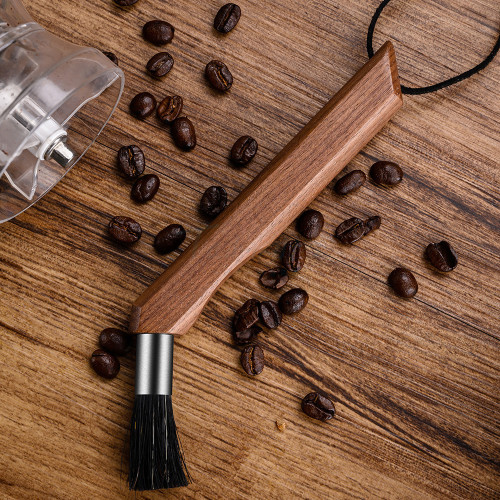 Coffee grinder brush walnut