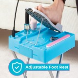 Salon Step Deluxe- Beauty Footrest For Easy At-Home Pedicures, Treat Your Feet, No Bending Or Stretching- LED Magnifier, Drying Fan, Adjustable Foot Rest, Non-Slip Legs, Built-In Storage, Gel Comfort Cushion, Anti-Microbial Infused