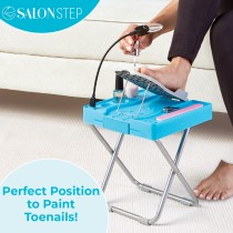 Salon Step Deluxe- Beauty Footrest For Easy At-Home Pedicures, Treat Your Feet, No Bending Or Stretching- LED Magnifier, Drying Fan, Adjustable Foot Rest, Non-Slip Legs, Built-In Storage, Gel Comfort Cushion, Anti-Microbial Infused