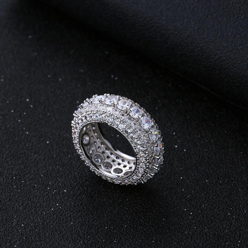 Us 39 99 Ice Out Ring Gold Plated Micro Set Five Row Zircon Ring M Alijol Com