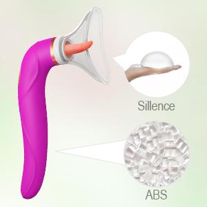Skily smooth silicone The sucking vibrator is made using Silky Silicone+ABS, skin-friendly silicone for this clitoral sucking vibrator, making sure you can enjoy safe and comfortable sex.