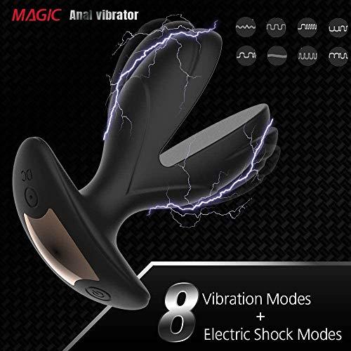 VIBRO© Vibrating Anal Plug with Electric Shock Pulse Vibrator, Anal Vibrator Prostate Massager for Men with Remote Control, Rechargeable Anal G Spot Vibrator Adult Sex Toys for Women and Couple Gay Sex Play