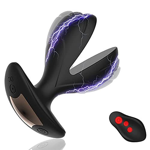 VIBRO© Vibrating Anal Plug with Electric Shock Pulse Vibrator, Anal Vibrator Prostate Massager for Men with Remote Control, Rechargeable Anal G Spot Vibrator Adult Sex Toys for Women and Couple Gay Sex Play