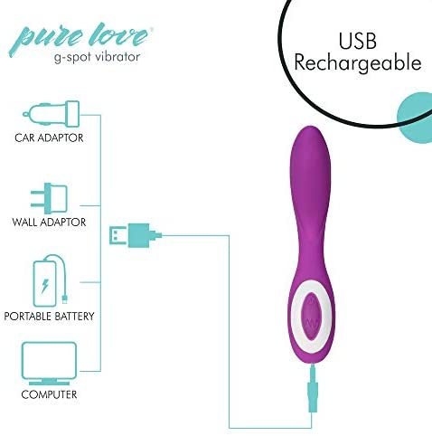 VIBRO© Pure Love G-Spot Silicone Vibrator Purple, Rechargeable, Water-Resistant and Multi Function, Adult Sex Toy