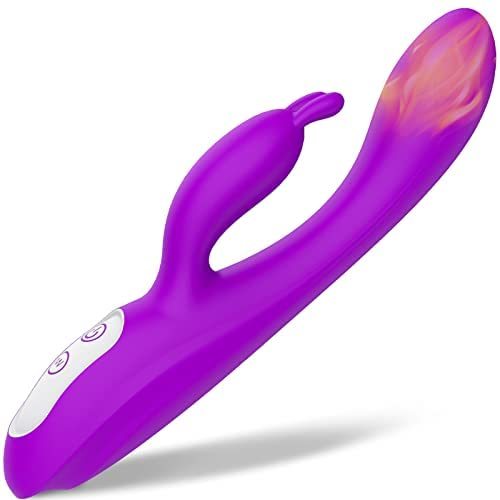 VIBRO© G Spot Rabbit Vibrator with Heating Function and Bunny Ears for Clitoris G-spot Stimulation,Waterproof Dildo Vibrator with 9 Powerful Vibrations Dual Motor Stimulator for Women or Couple Fun(Red)
