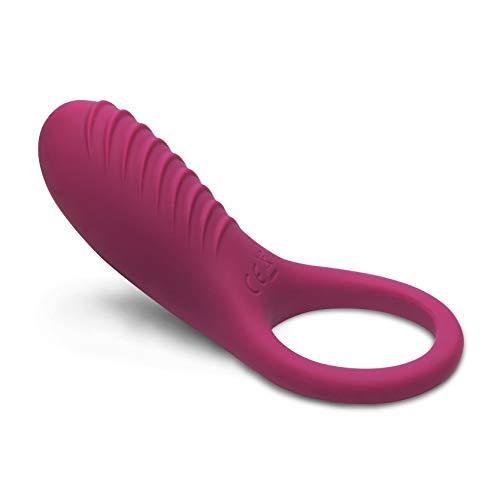 IMO Full Silicone Vibrating Cock Ring - Waterproof Rechargeable Penis Ring Vibrator - Sex Toy for Male or Couples (Wine Red)