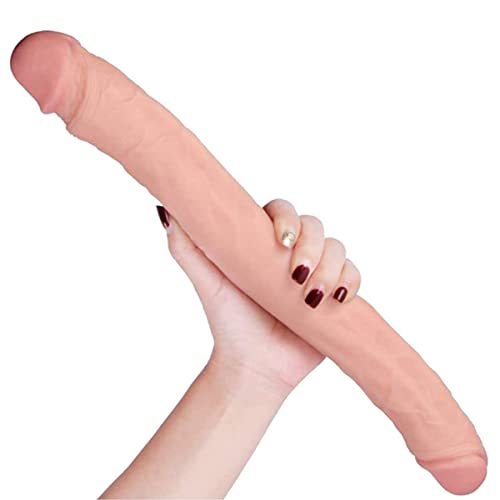Realistic Double-Ended Dildo Adult Toy Lesbian, 14.96 Inch Silicone Double Sided Dildos for Women, Waterproof Flexible Double Dong with Curved Shaft for Vaginal G-spot and Anal Play (Peter's Dick)