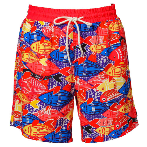 Men's Board Shorts with Lining and Pockets #100 FISH LIFE