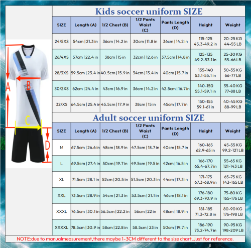 Kids Adult 7 color soccer uniform #5034