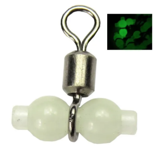 3 way Luminous Fishing cross line fluorescent beads with swivel for Night fishing