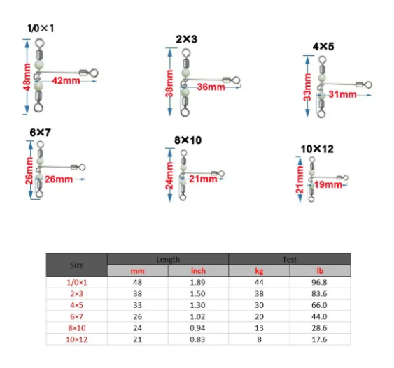 3 way Luminous Fishing T Shape Cross line Rolling Swivel with Pearl Beads ,rated from 18 LB TO 97 LB