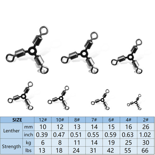 3 Way Fishing swivels O shape rolling swivels,Rated 14 LB to 66 LB