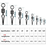 Stainless steel Fishing Rolling Swivels With Side Line Clip ，rated from 29 LB TO 88 LB