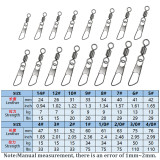 stainless steel fishing rolling swivels with safety snap ,rated from 5 LB to 104 LB