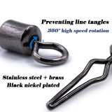 Stainless steel Fishing Rolling Swivels With Side Line Clip ，rated from 29 LB TO 88 LB