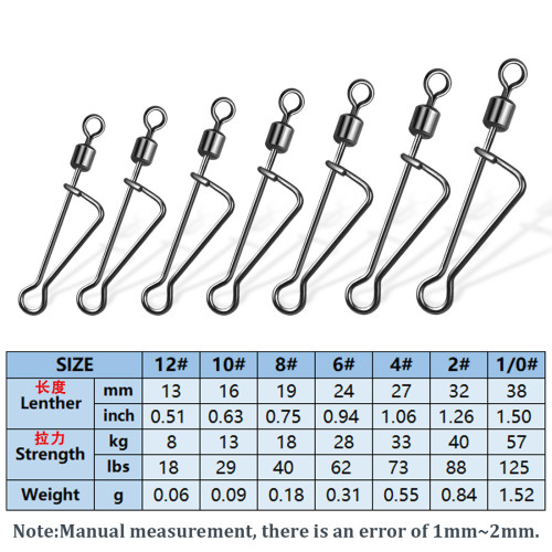 Fishing swivels swing italian snap,Rated from 18LB to 126LB