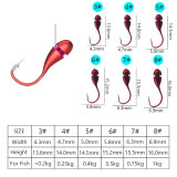 45 ° Elevation Angle Fishing Barbed Hook Red Worm Overturned Head Lifelike Lure Bait Carp Fishhooks