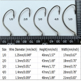 Fishing Wide Gape Hooks ,High Carbon Steel Hook, Stainless , 1/0-5/0
