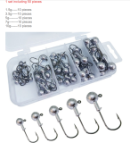 Jig Head Fishing Hooks Set 1.5g-10g Lead Jighead Fishhooks Jigging Hook Unpainted Worm Circle Hook for Carp Fishing