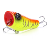 Popper Fishing Lures 5CM 7.4G 8# hooksTop water Crank Bait Bass Plastic Hard Bait 4 color two hooks