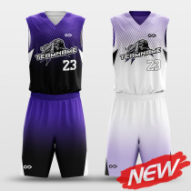 Purple Leopard - Customized Reversible Sublimated Basketball Set BK311