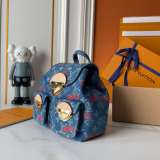 B1P46E58 Popular denim material+leather bag