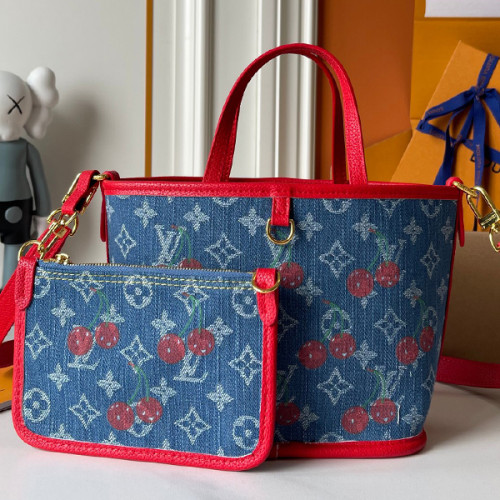B1P46E56 Popular denim material+leather bag