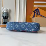 B1P46E59 Popular denim material+leather bag