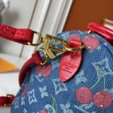 B1P46E57 Popular denim material+leather bag