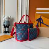 B1P46E56 Popular denim material+leather bag