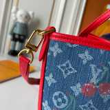 B1P46E56 Popular denim material+leather bag