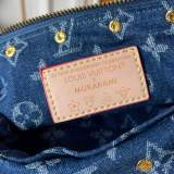 B1P46E59 Popular denim material+leather bag