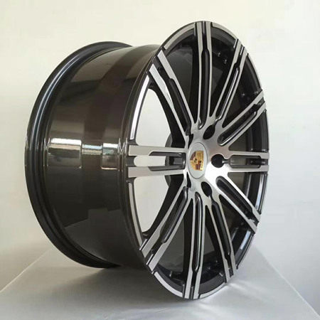 Porsche Panamera 20 inch 10J forged wheels alloy 6061 Bright black machine face and Matte black gray