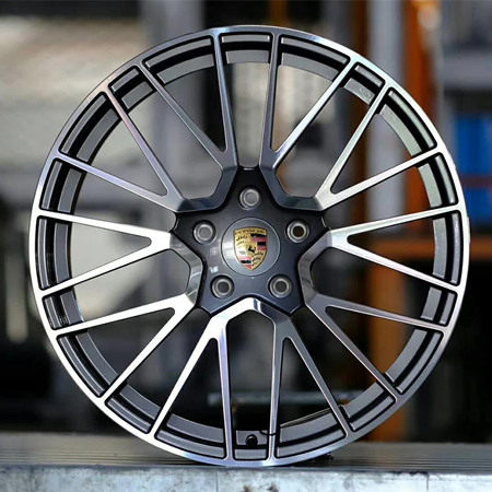 Porsche Cayenne 21 inch 10J forged wheels Aluminum 6061 Bright gray machine  face and bright black
