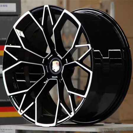 Porsche Cayenne 19 inch 9.5J forged wheels alloy 6061 bright black machine face and Matte black