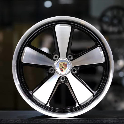 Porsche Boxster 19 inch 9.5J forged wheels alloy 6061 bright black machine face and Matte black