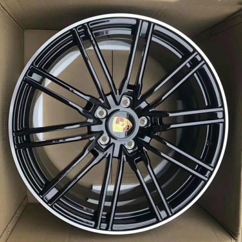 Porsche Cayman 21 inch 9.5J forged wheels alloy 6061 Bright black and gray