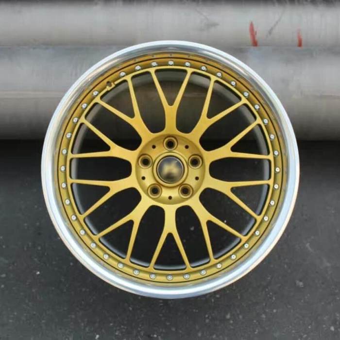 For Rays Style wheel 2 piece rim 19x12J 5x120 Golden Flat Lip Or Step Lip Polished Rim