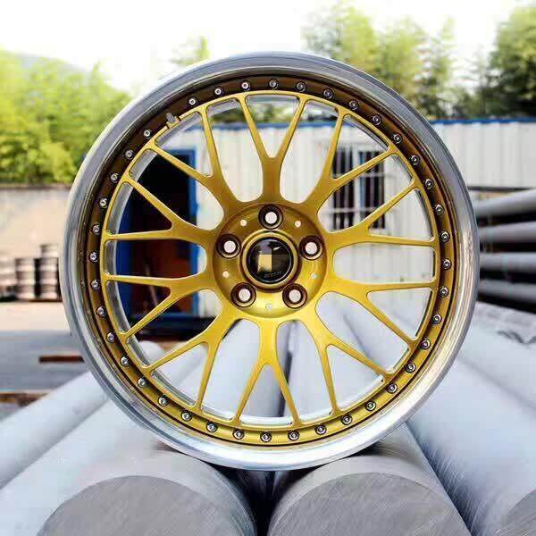 For Rays Style wheel 2 piece rim 19x12J 5x120 Golden Flat Lip Or Step Lip Polished Rim