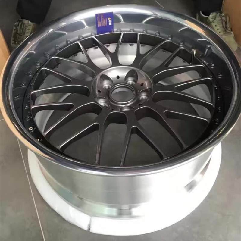 For Rays Style wheel 2 piece rim 20x12J 5x120 Gray Center Flat Lip Deep Dish Polished Rim