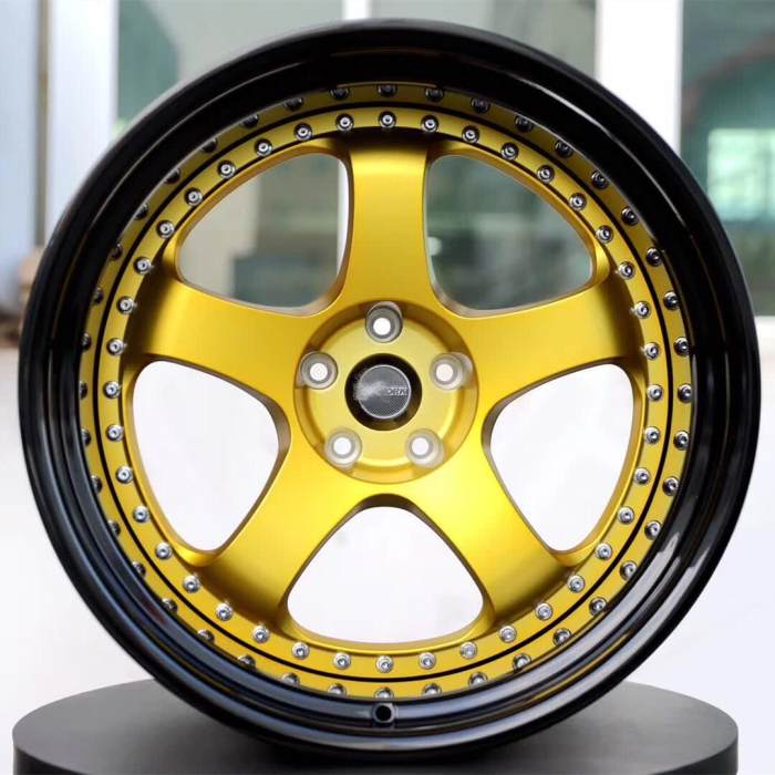 Golden For Work Style 2 piece wheel 18x12J Step Lip Deep Dish Black Barrel