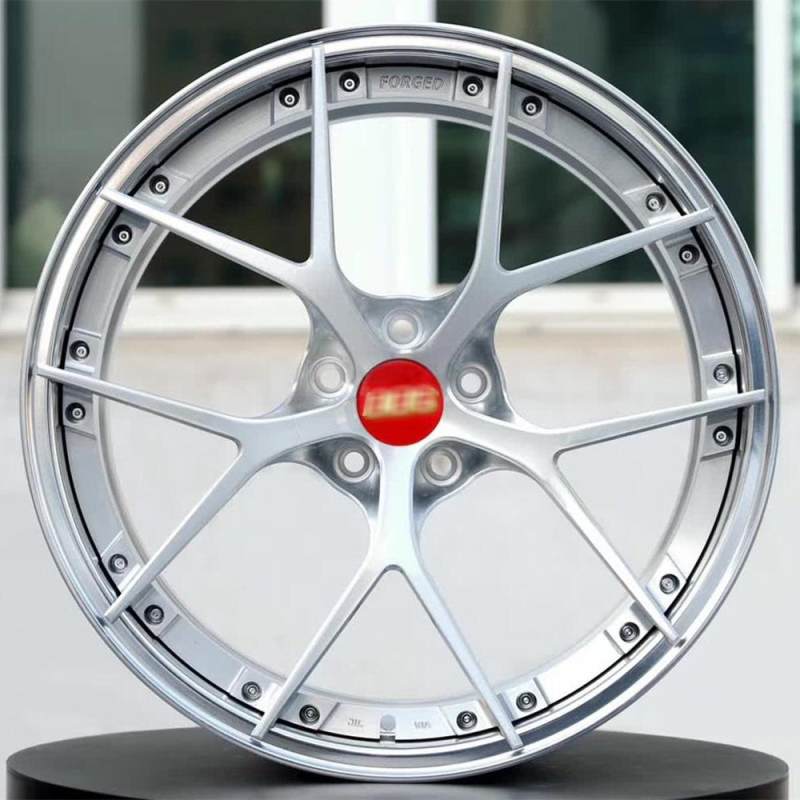 Like BBS Style wheel 2 piece rim 20x10J 5x114.3 Silver Flat Lip Reverse Mount