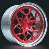 Custom Forged 2 Piece Wheel 18x7.5J Bright Red Center Polish Barrel Step Lip