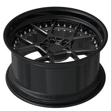 Aftermarket Deep Dish Forged 2 Piece Wheel Matte Black Center Black Barrel